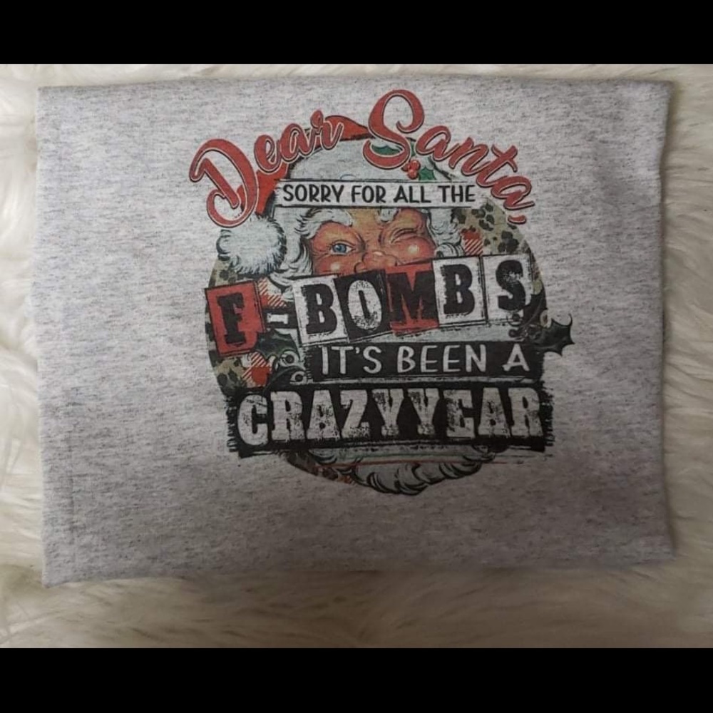 Brand new unisex T-shirt dear Santa sorry for all the F bombs it’s been